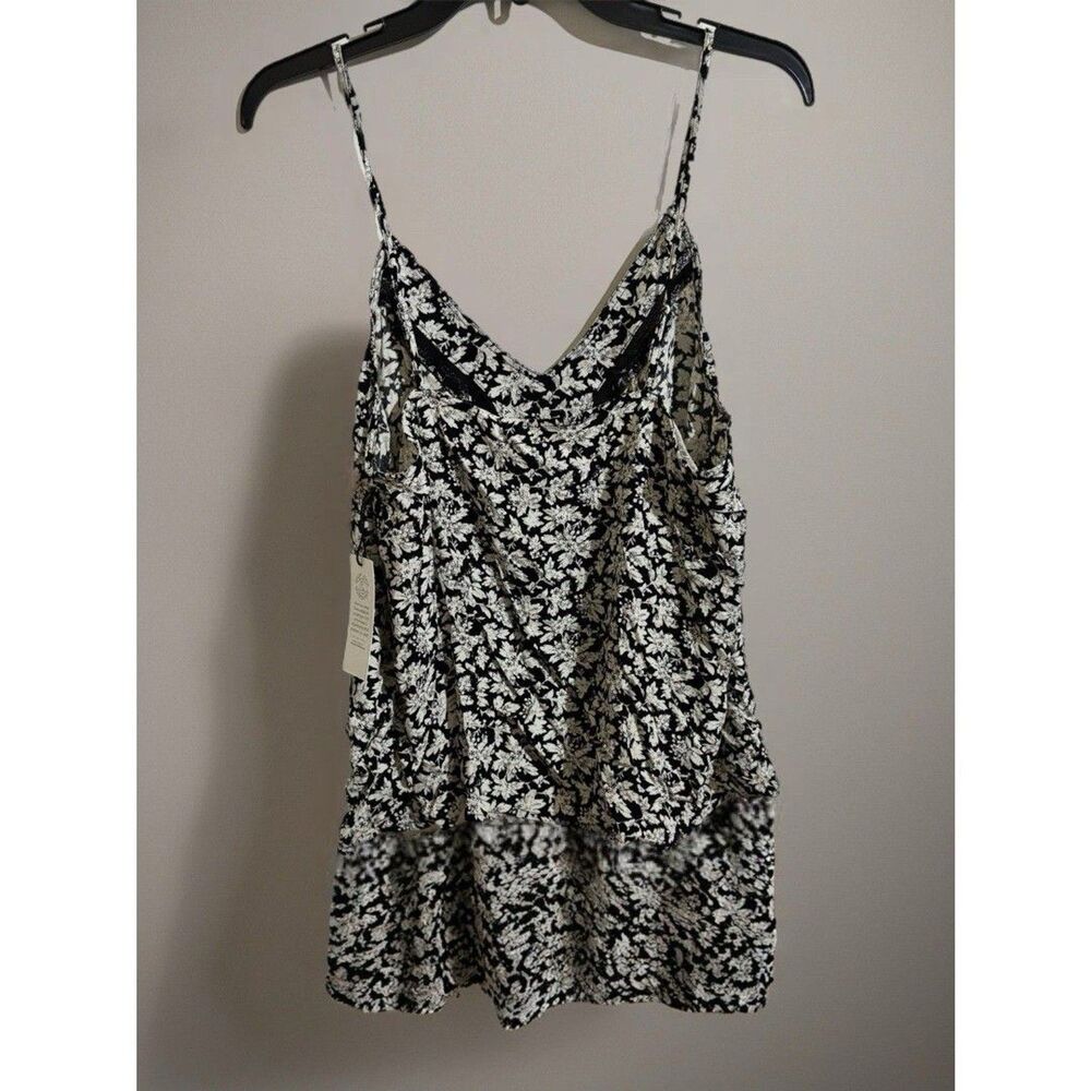 NWT  Treasure & Bond Floral Print V-Neck Cami Tank, Lace Trim, Adjustable Straps - Picture 3 of 12